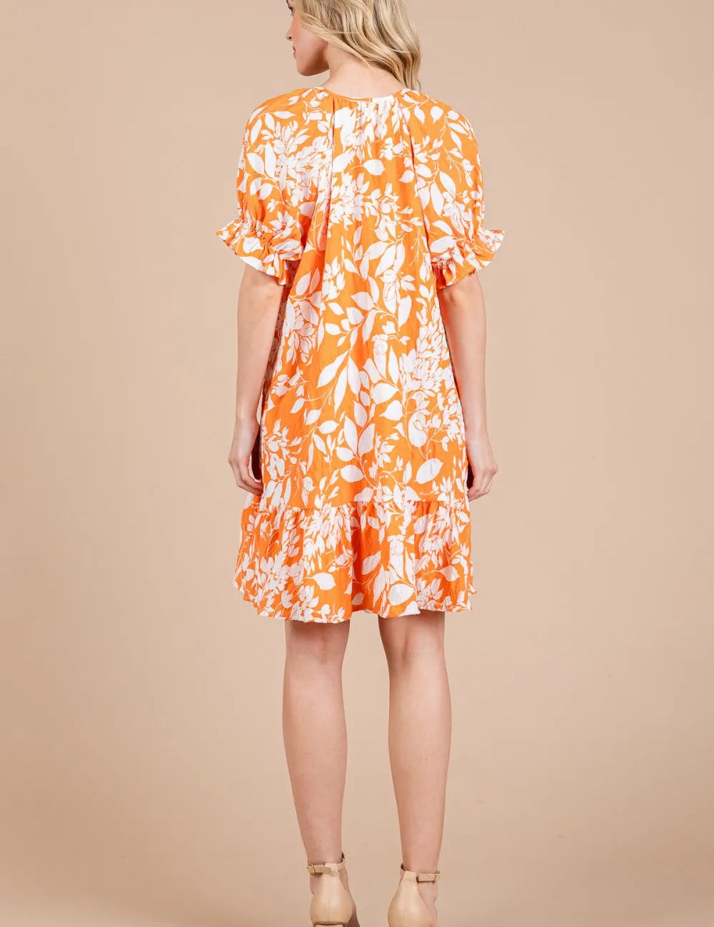 CES FEMME Floral Mini Dress - ORANGE on Simply Obsessed