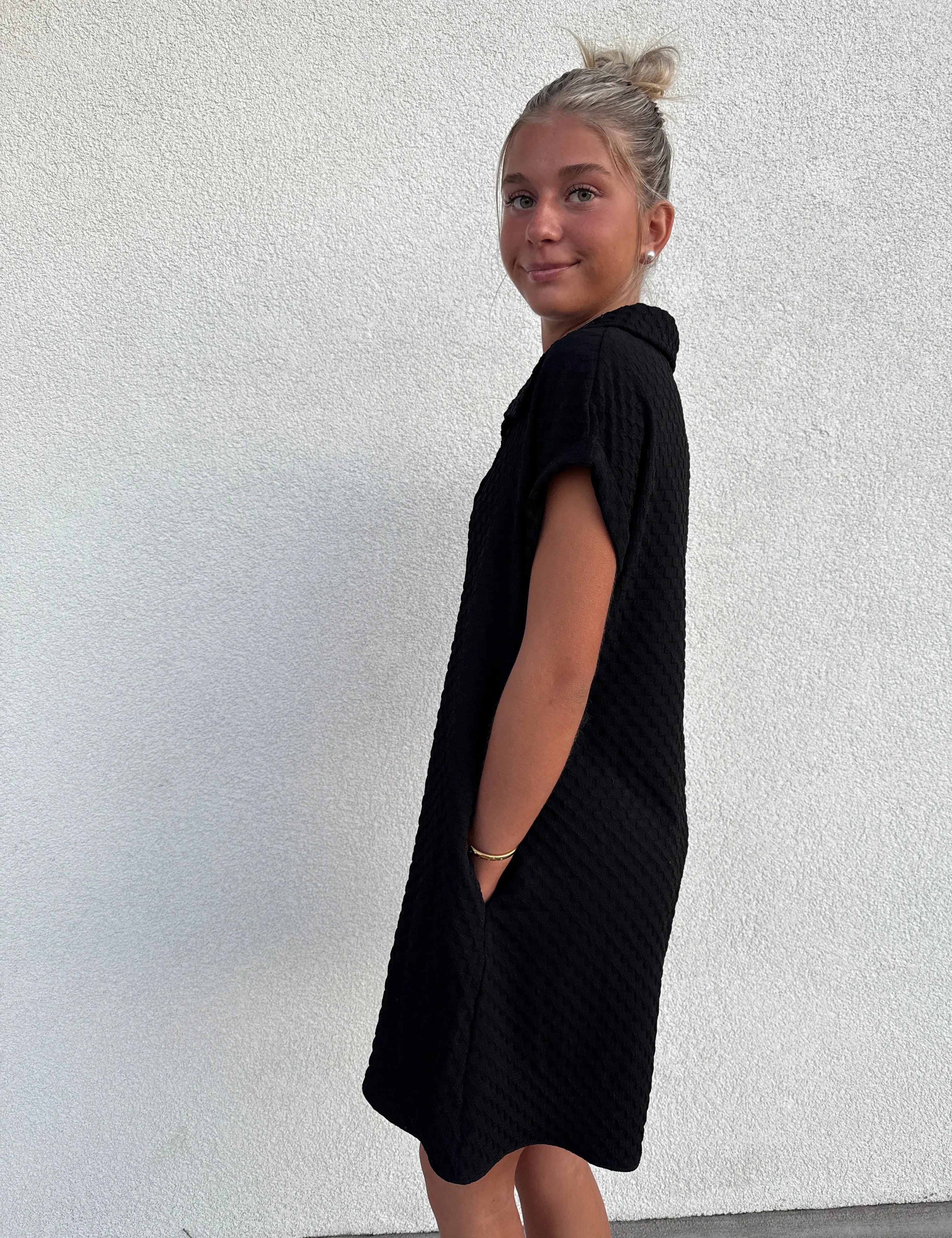 CES FEMME Front Collared Button-Down Romper - BLACK on Simply Obsessed