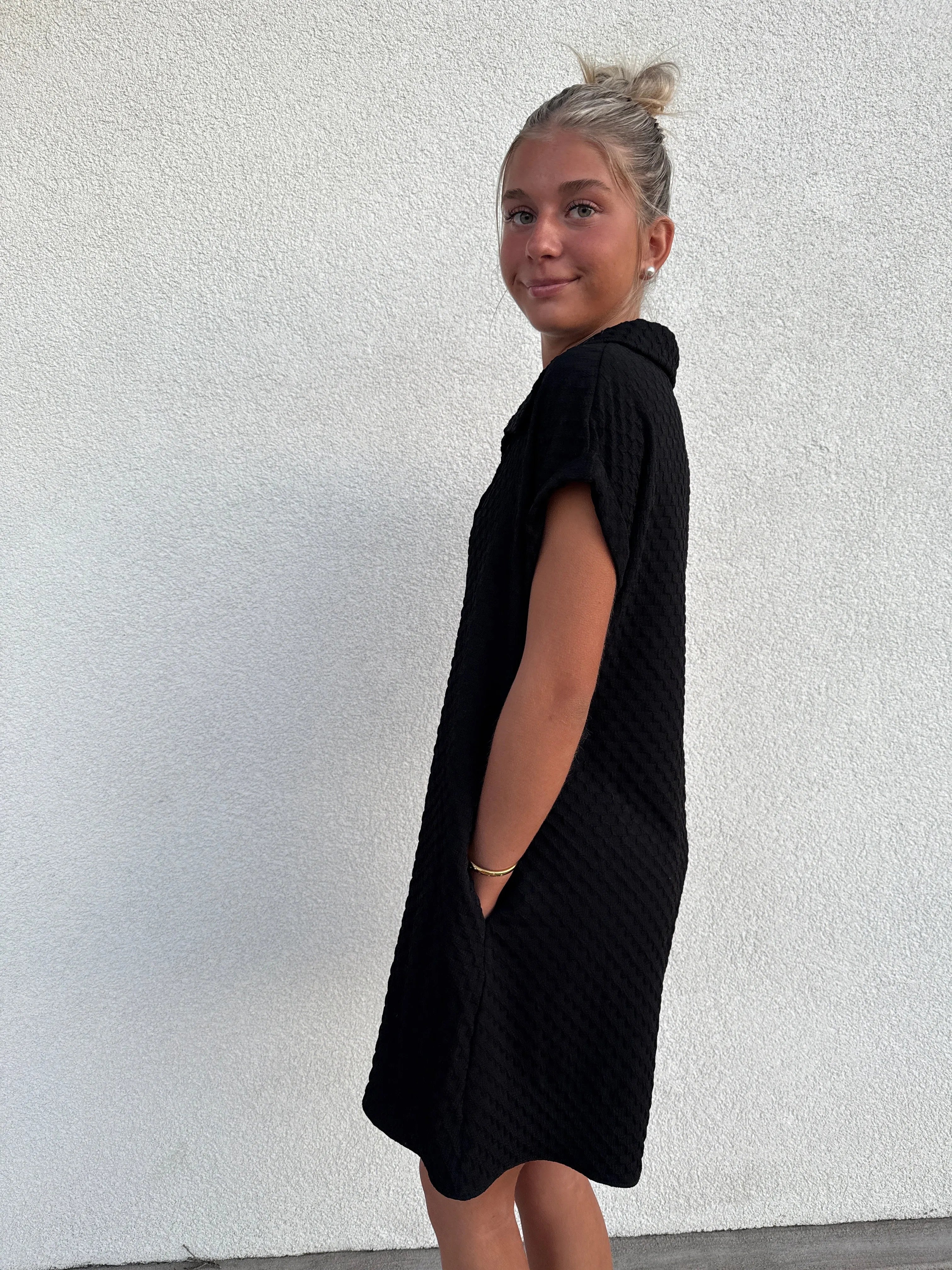 CES FEMME Front Collared Button-Down Romper - BLACK on Simply Obsessed