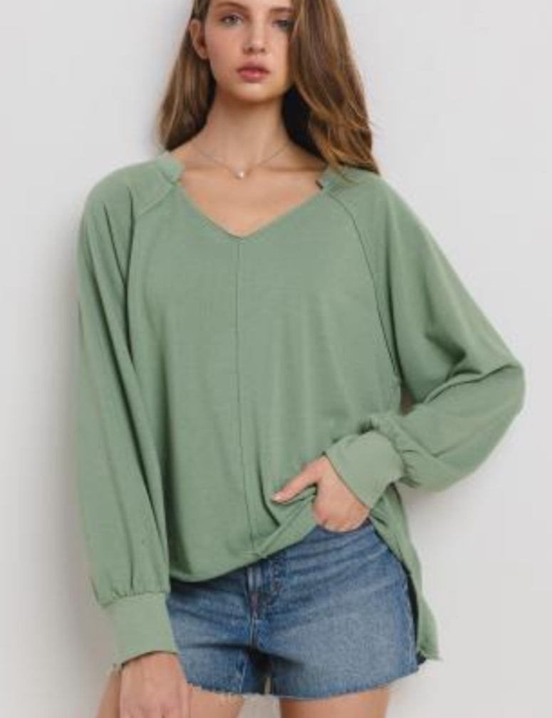 CES FEMME Hi-Lo Knit Top - SAGE on Simply Obsessed