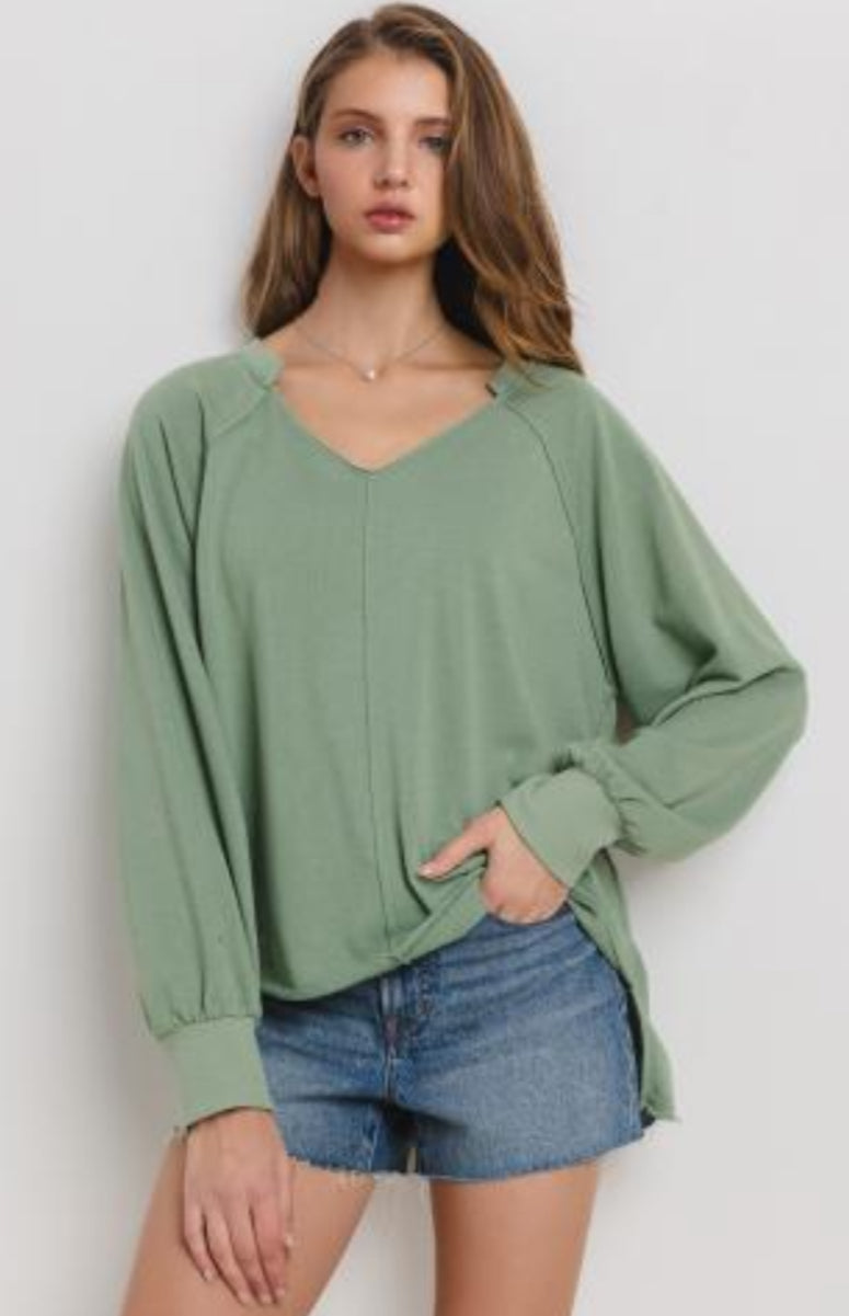 CES FEMME Hi-Lo Knit Top - SAGE on Simply Obsessed