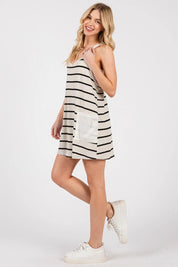 CES FEMME Romper with Pockets - STONE/BLACK on Simply Obsessed