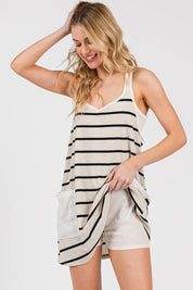 CES FEMME Romper with Pockets - STONE/BLACK on Simply Obsessed