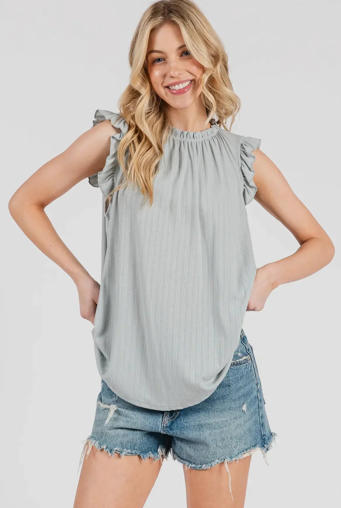 CES FEMME Ruffle Neck Top on Simply Obsessed