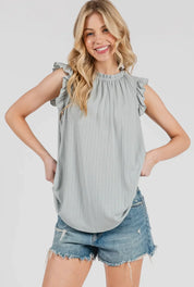 CES FEMME Ruffle Neck Top on Simply Obsessed