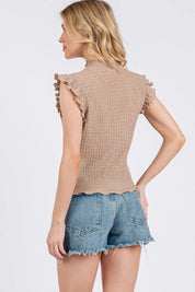CES FEMME Ruffled Smocked Top on Simply Obsessed