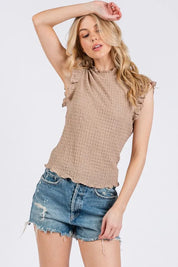 CES FEMME Ruffled Smocked Top on Simply Obsessed