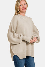 ZENANA Side Sit Oversize Sweater on Simply Obsessed