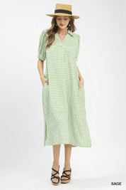 UMGEE Gingham Midi Dress with Side Pockets on Simply Obsessed