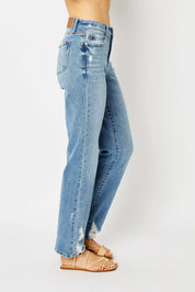 Judy Blue Full Size High Waist Straight Jeans with Heavy Destroy Plus Size on Simply Obsessed