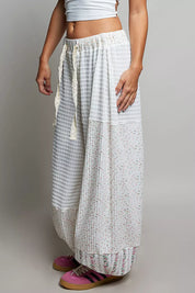 POL Patchwork Mixed Knit Wide Leg Pants on Simply Obsessed