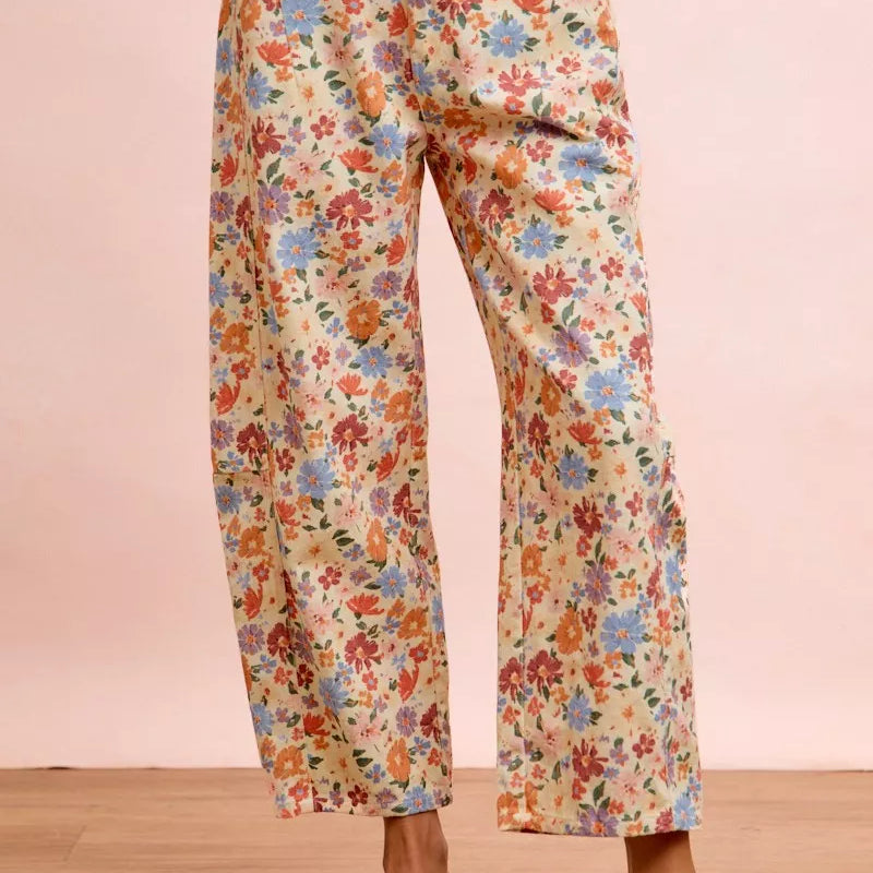 BIBI Washed Floral Printed Twill Barrel Pants **FALL DEBUT SALE** on Simply Obsessed