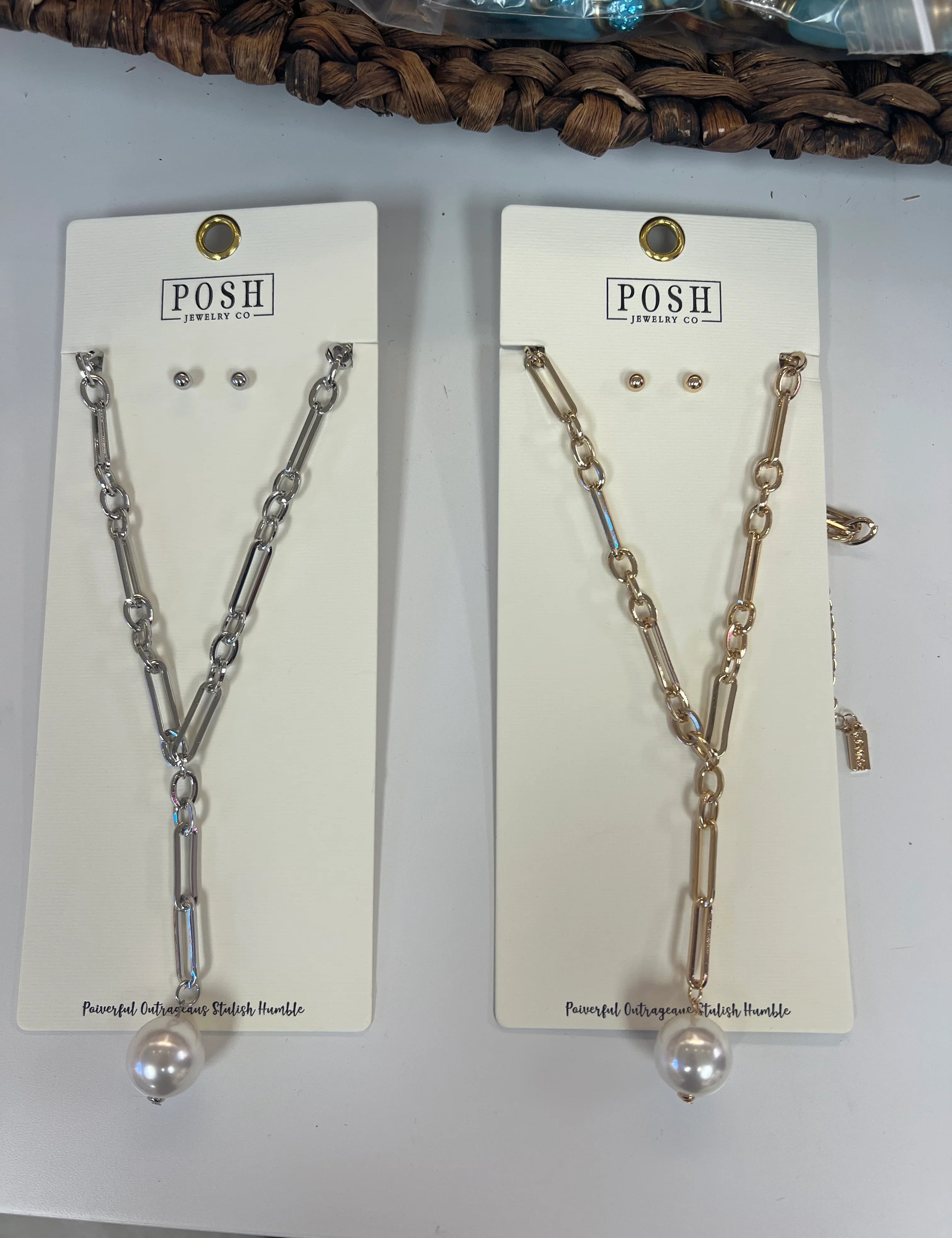  Pearl Charm Necklace & Earring Set on Simply Obsessed