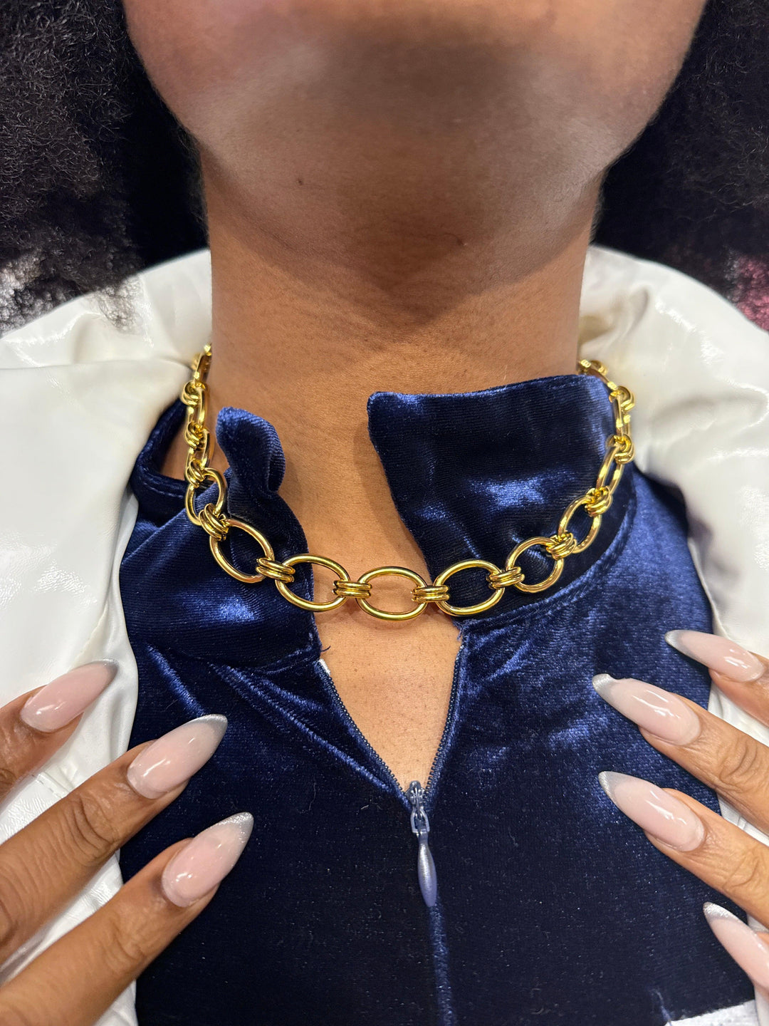 CHANSUTT Gold Block Chain Necklace on Simply Obsessed