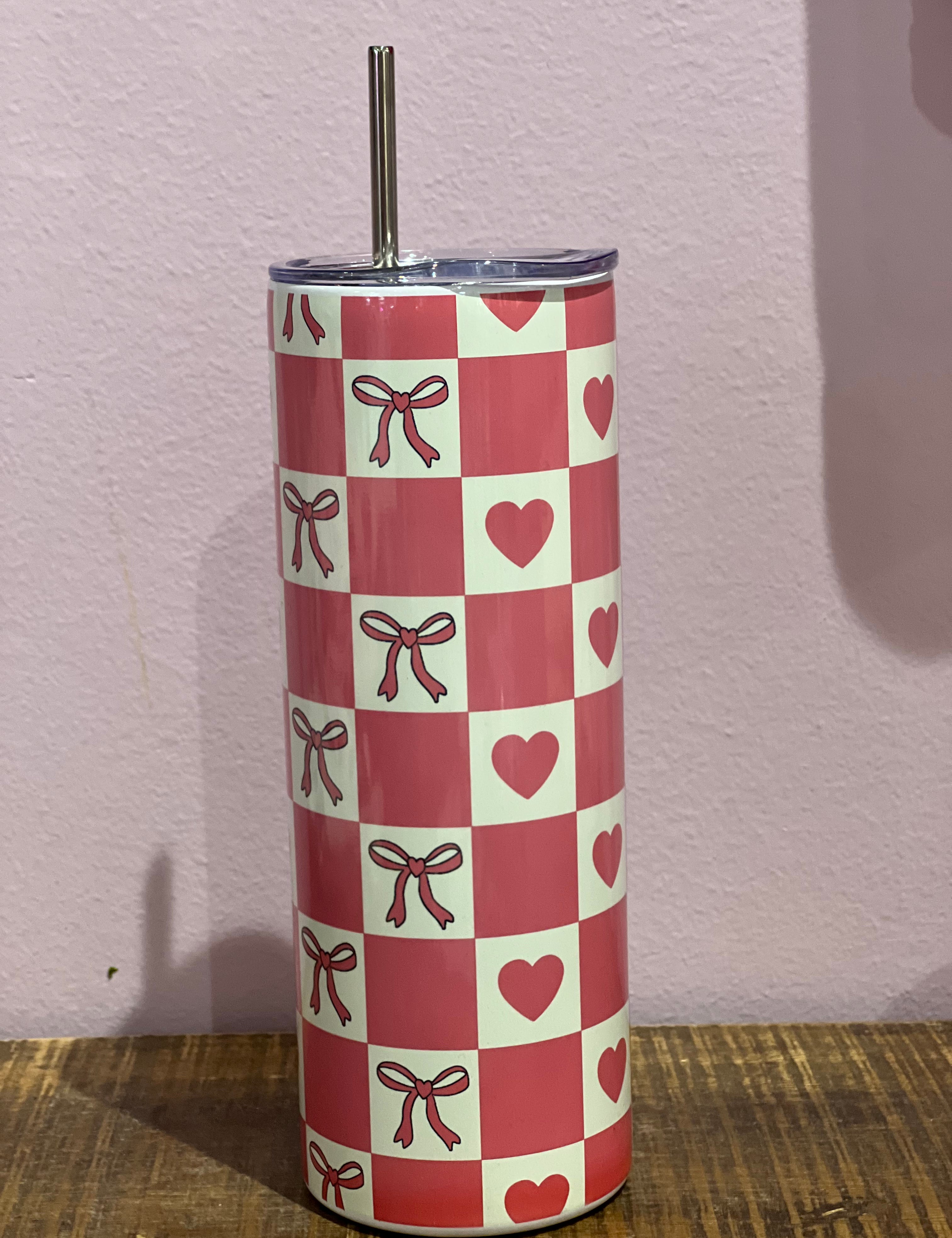 Checkered Bow Tumbler (20 oz) on Simply Obsessed