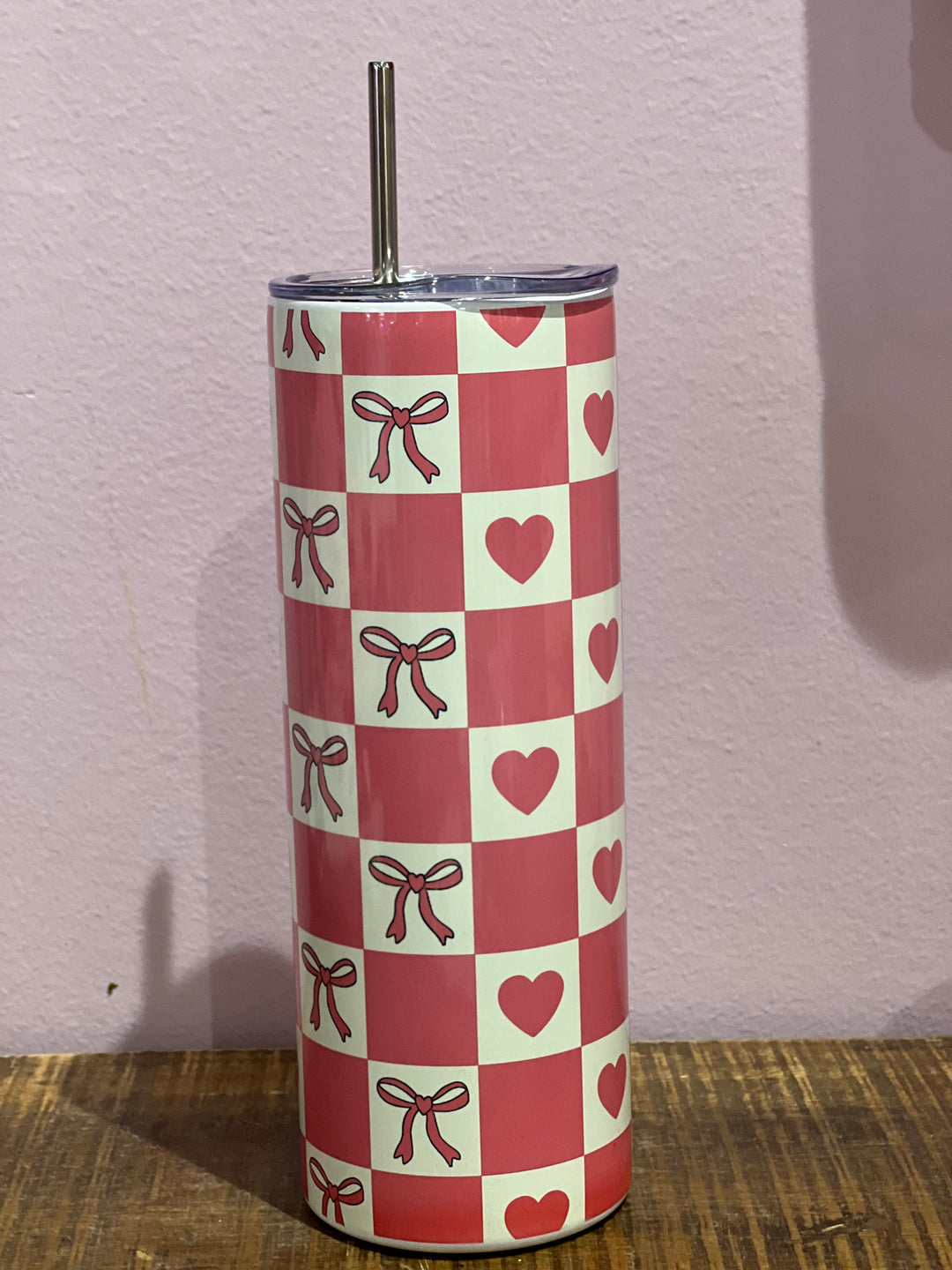 Checkered Bow Tumbler (20 oz) on Simply Obsessed