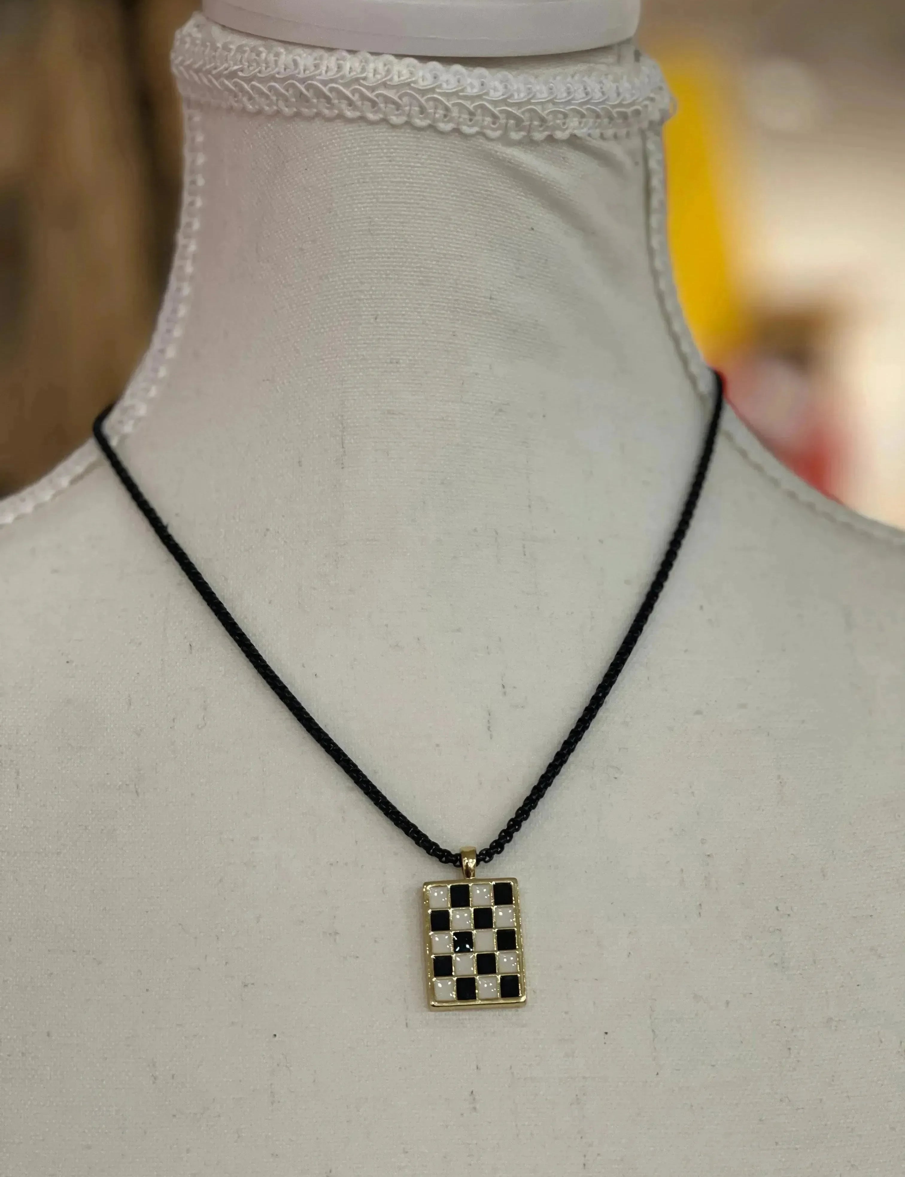 Checkered Charm Necklace on Simply Obsessed