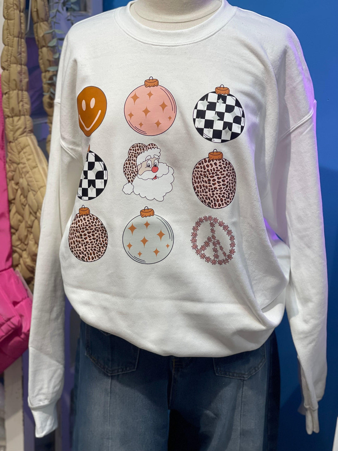 Christmas Ornament Sweatshirt by Malibu Hippie on Synergy Marketplace