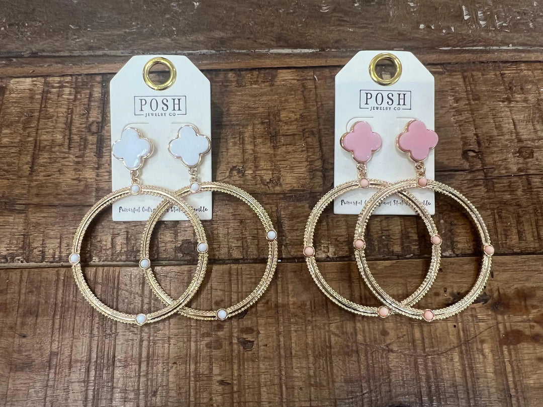 Clover Drop Gold Hoops on Simply Obsessed