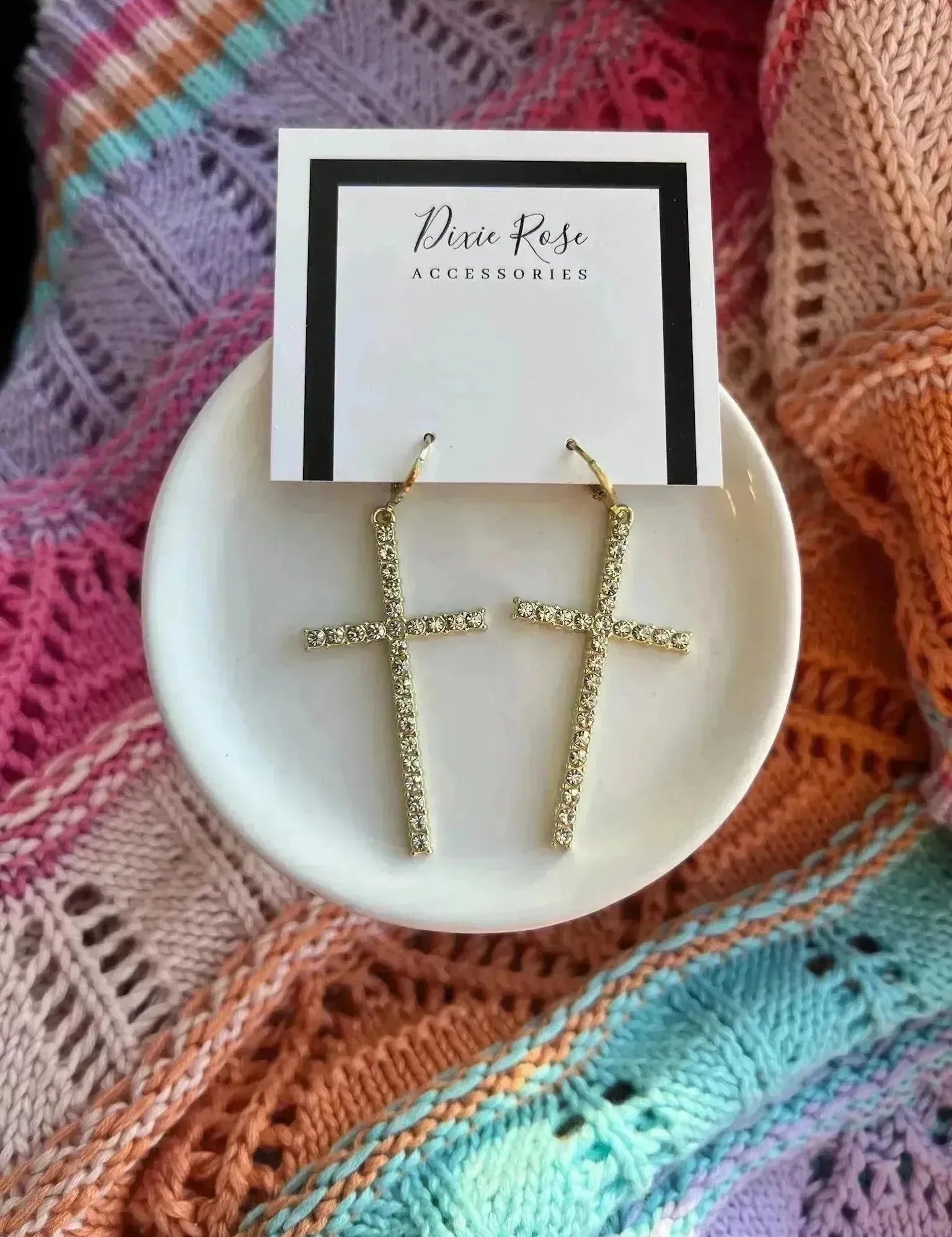 Crystal Cross Huggies on Simply Obsessed