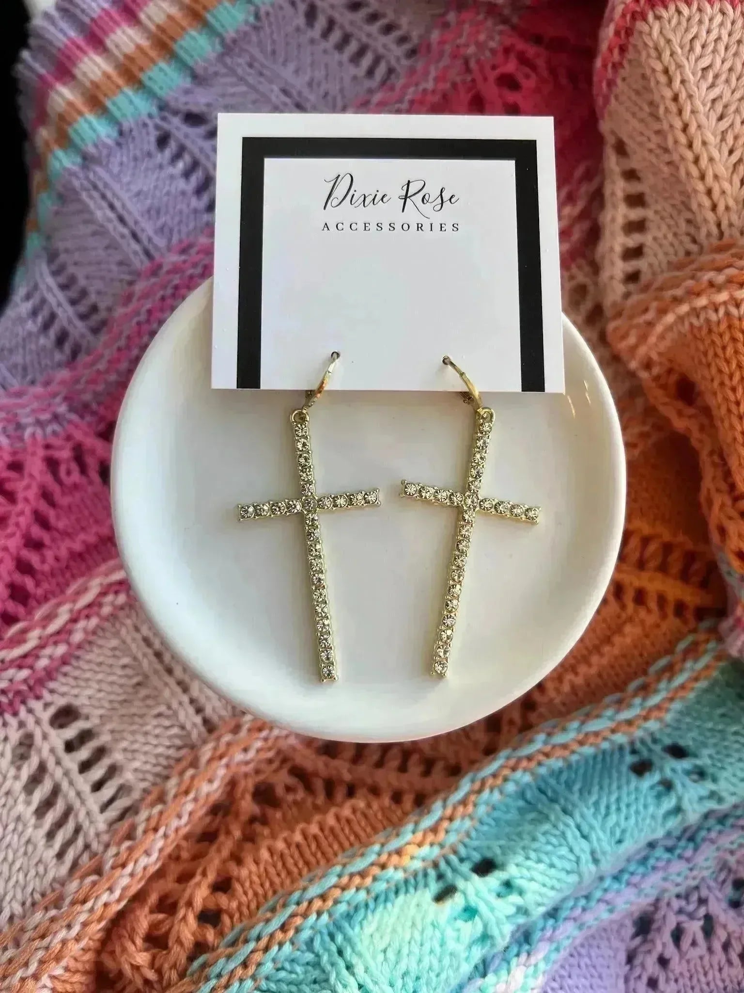 Crystal Cross Huggies on Simply Obsessed
