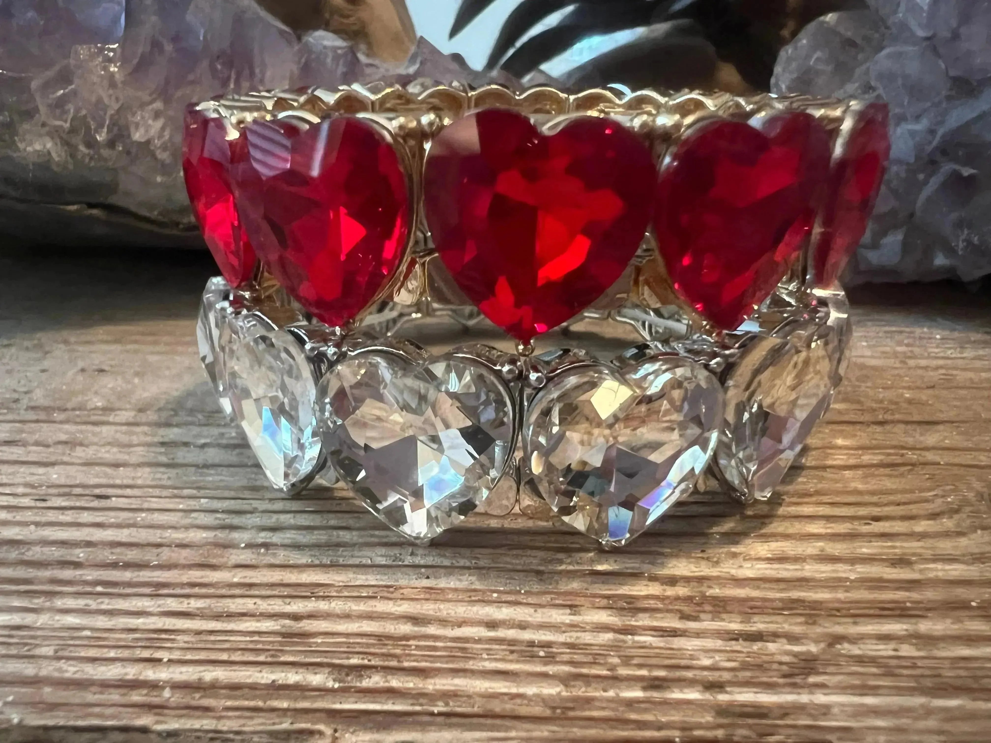 Crystal Heart Stretchy Bracelet on Simply Obsessed