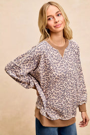 BiBi Leopard Printed French Terry Sweatshirt on Simply Obsessed