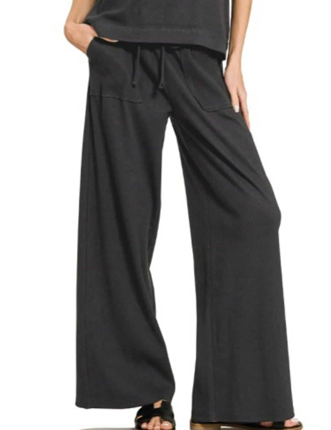 Zenana Ribbed Short Sleeve Tee and Pants Set on Simply Obsessed