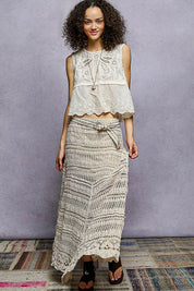 POL Sleeveless Flowy Fit Crochet Top with Scalloped Border Accents on Simply Obsessed