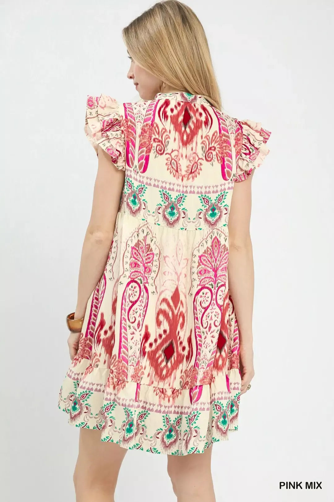 UMGEE Mix Ruffle Sleeve Boho Print Dress on Simply Obsessed