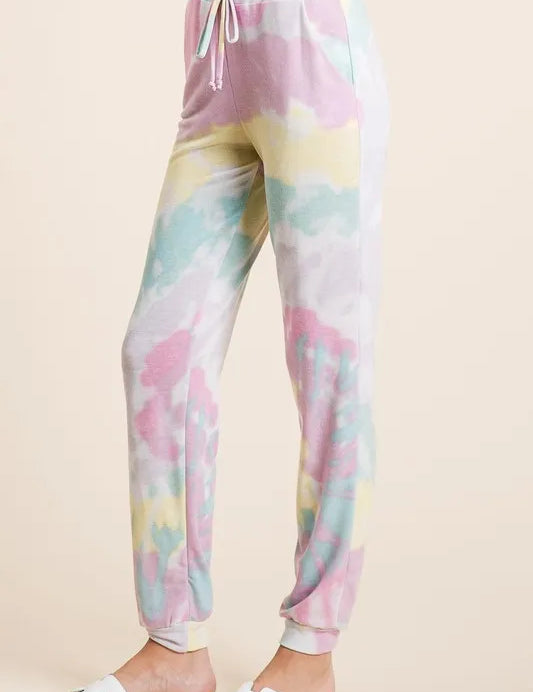 BiBi Tie Dye French Terry Casual Pants on Simply Obsessed