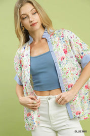 Umgee Jacquard Floral Print Button-Down Shirt on Simply Obsessed
