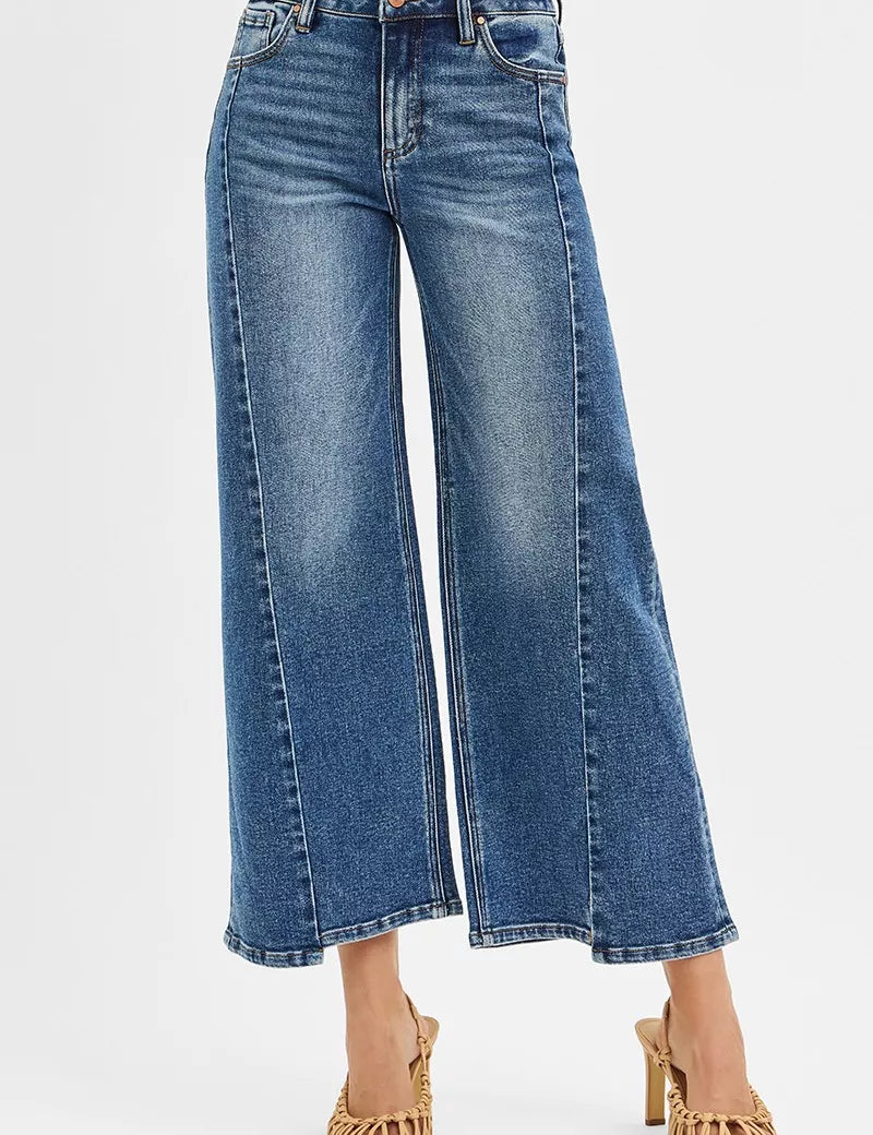 RISEN High Rise Crop Wide Leg Jeans with Step Hem on Simply Obsessed