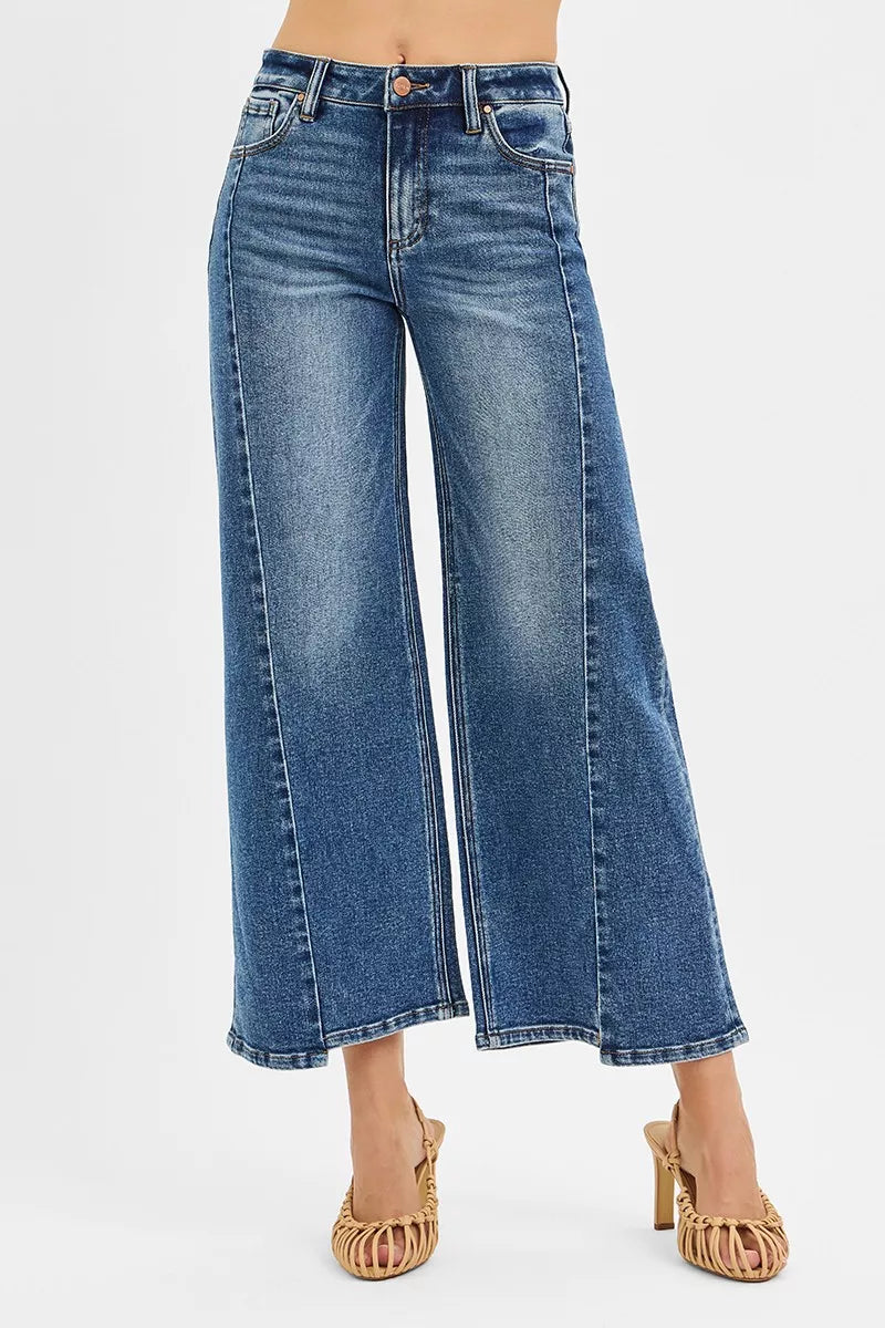 RISEN High Rise Crop Wide Leg Jeans with Step Hem on Simply Obsessed