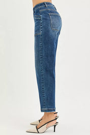 RISEN Slouchy Cropped Baggy Jeans with Front Patch Pocket on Simply Obsessed