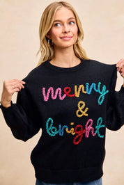 BIBI Tinsel Lettering Christmas Sweater on Simply Obsessed