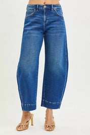 RISEN Mid Rise Crop Barrel Jeans on Simply Obsessed