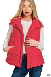 ZENANA High Neck Zip-Up Vest Coat on Simply Obsessed