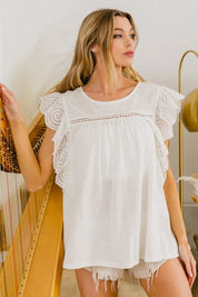 BIBI Ruffled Woven Top on Simply Obsessed