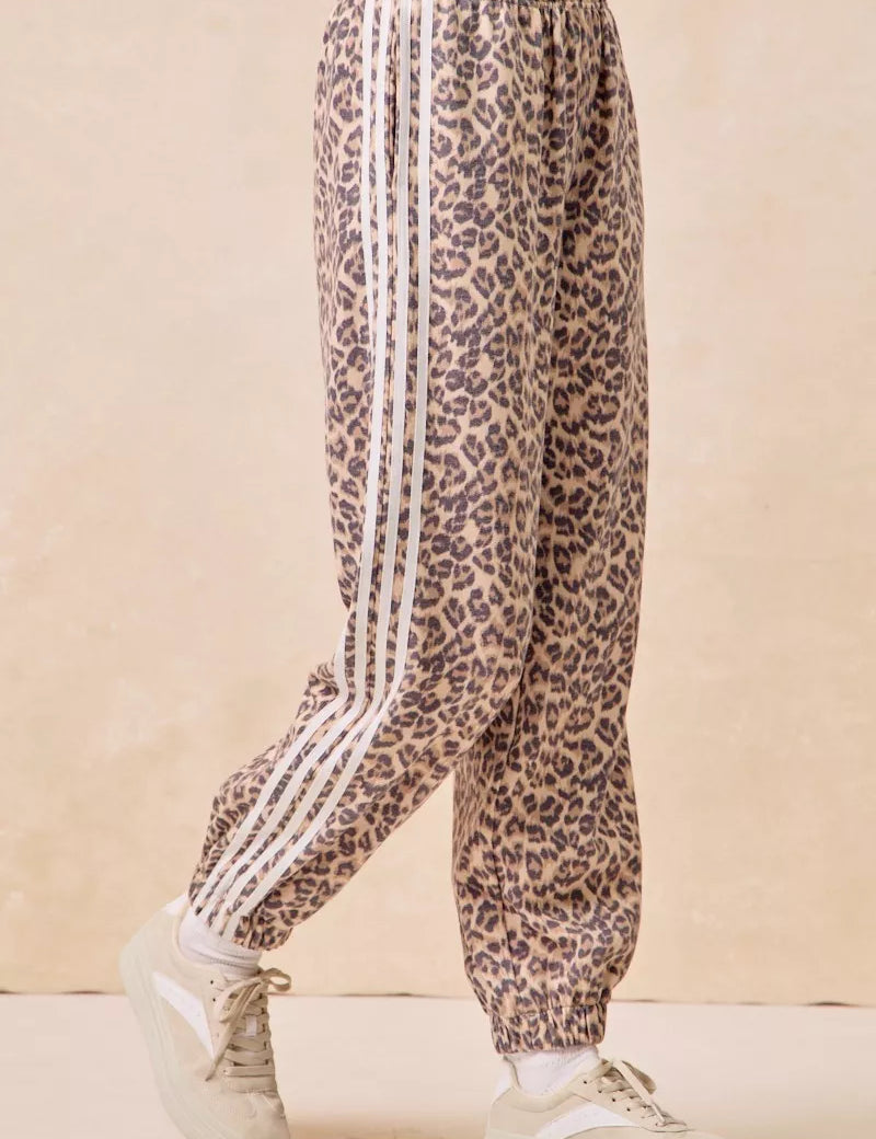 BIBI Side Lines Leopard Track Pants on Simply Obsessed