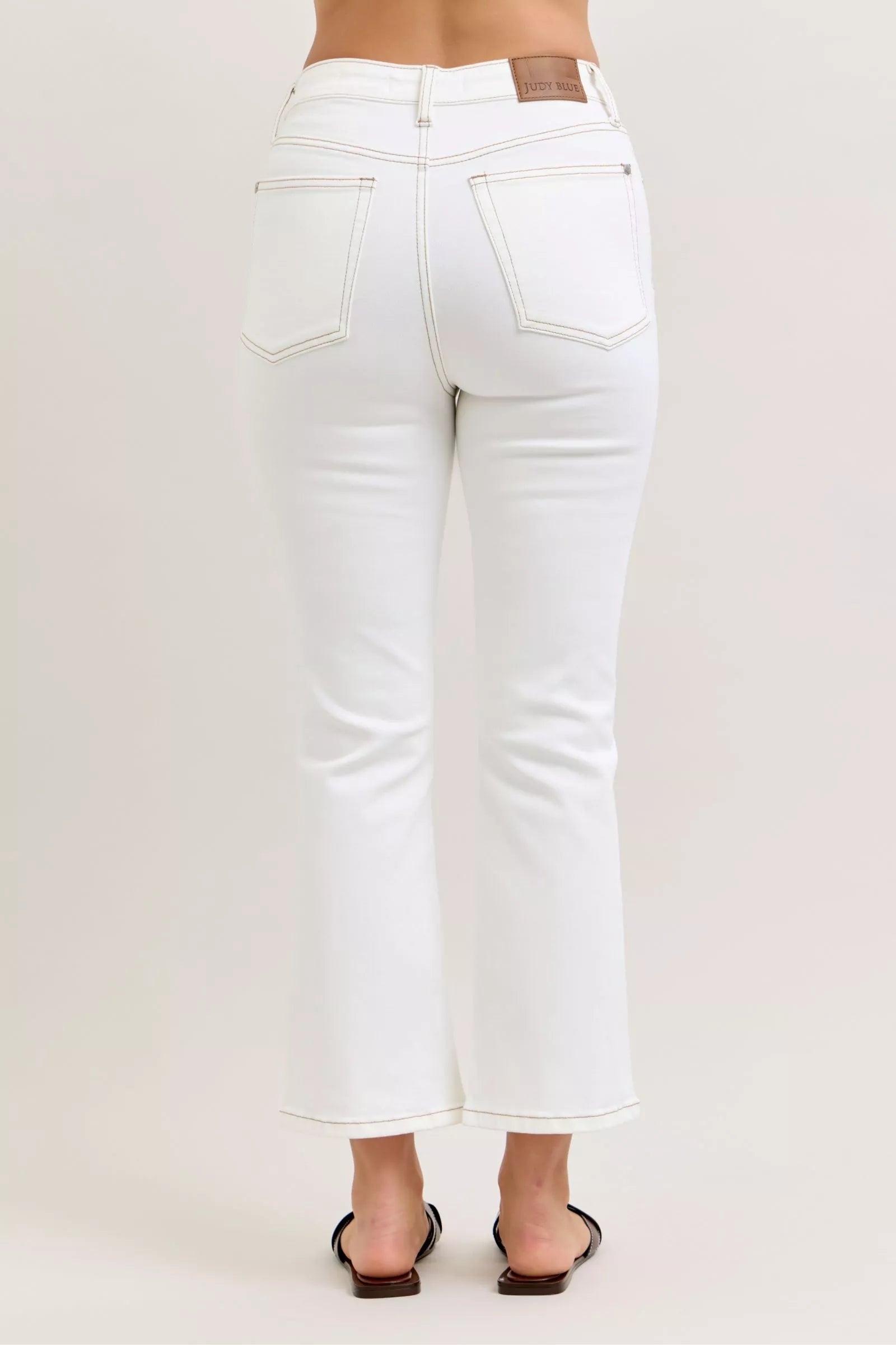 Judy Blue Contrast Stitching Cropped Flare Jeans on Simply Obsessed