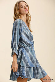 Umgee Tie Dye Ruffled Layered Dress with Elastic Waistband on Simply Obsessed