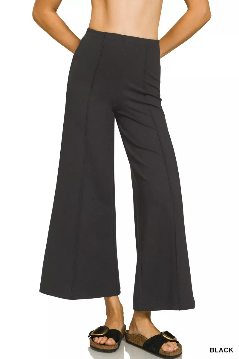 ZENANA Heavy Ponte Elastic Waistband Pintuck Pants on Simply Obsessed