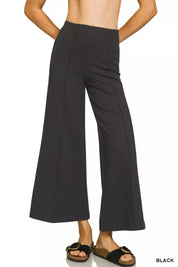 ZENANA Heavy Ponte Elastic Waistband Pintuck Pants on Simply Obsessed