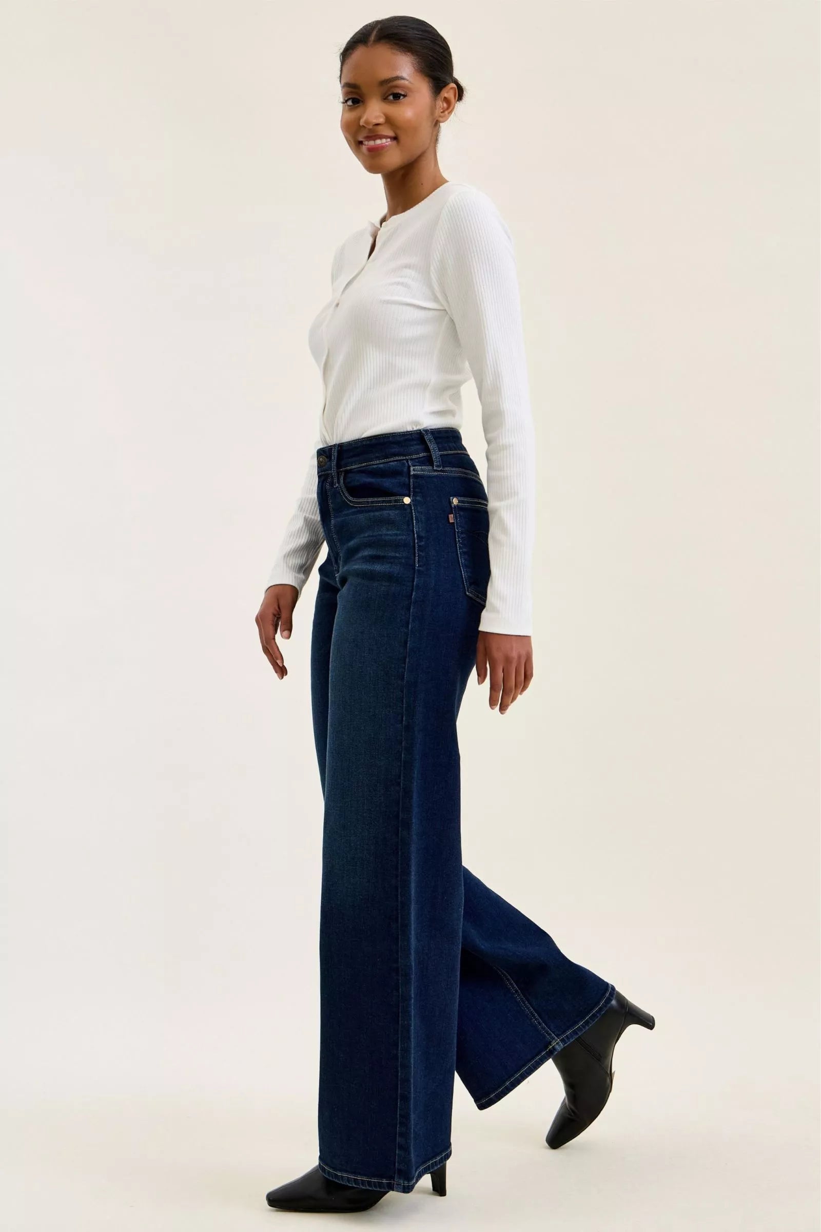 JUDY BLUE High-Waisted Wide-Leg Dark Wash Jeans on Simply Obsessed