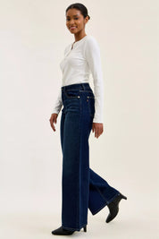 JUDY BLUE High-Waisted Wide-Leg Dark Wash Jeans on Simply Obsessed