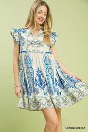 UMGEE Mix Ruffle Sleeve Boho Print Dress on Simply Obsessed
