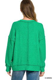 ZENANA Brushed Hacci Drop Shoulder Sweater on Simply Obsessed