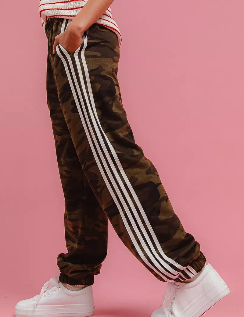 BIBI Side Lines Camouflage Track Pants on Simply Obsessed