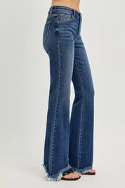 RISEN Full Size Mid Rise Flare Frayed Hem Jeans Plus Size on Simply Obsessed